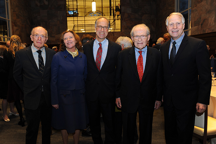 William M. Chace, Claire E. Sterk, James T. Laney and James W. Wagner pose together